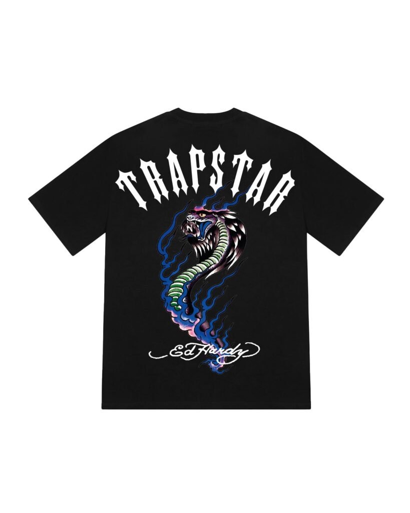 Koszulka Trapstar X Ed Hardy Flame Snake – Czarna
