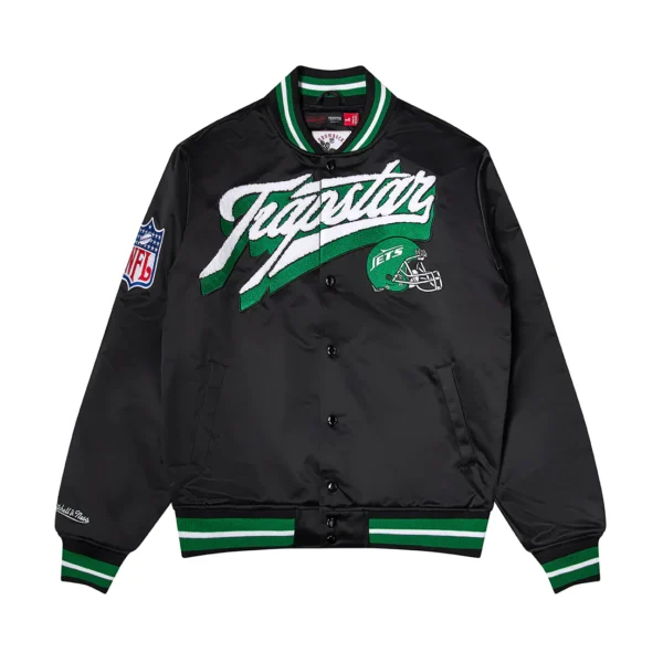 Kurtka Bomberka Trapstar X Nfl Jets Satin – Czarna