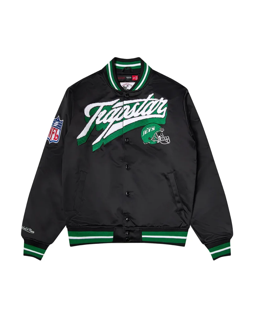 Kurtka Bomberka Trapstar X Nfl Jets Satin – Czarna