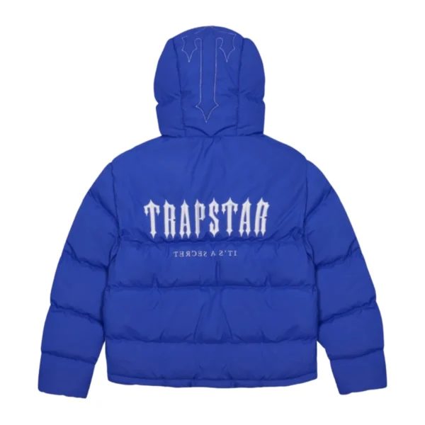 Niebieska Kurtka Puchowa z Kapturem Trapstar Decoded